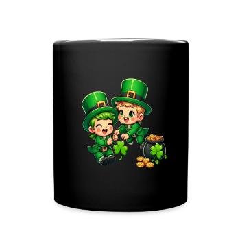 Duo de lutins espiègles (lutin irlandais) - Mug uni - noir - Devant