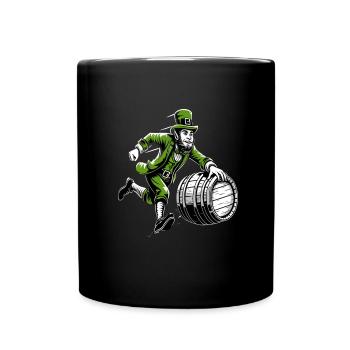 Barrel Pushing Leprechaun (Irish Leprechaun) - Full Colour Mug - black - Front