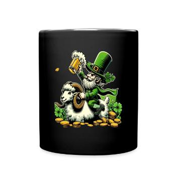 Bélier chevauchant un lutin (lutin irlandais) - Mug uni - noir - Devant
