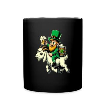 Lutin chevauchant une chèvre (lutin irlandais) - Mug uni - noir - Devant