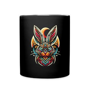 Bunny Rabbit Moon Phases - Full Colour Mug - black - Front