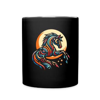 Pferd Reitsport Moon Phases - Tasse einfarbig - Schwarz - Vorne