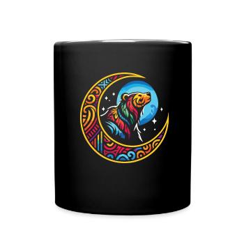 Bear Brown Bear Tribal Moon - Full Colour Mug - black - Front