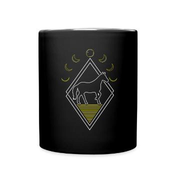 Horse Equestrian Abstract Moon Phases - Full Colour Mug - black - Front