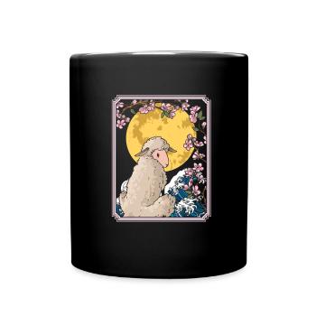 Schaf Japan Cherry Blossom Moon - Tasse einfarbig - Schwarz - Vorne