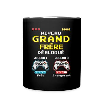 Big Brother Level Unlocked Gamer, demnächst verfügbar - Tasse einfarbig - Schwarz - Vorne