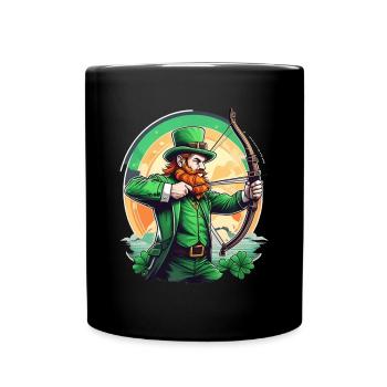 St. Patrick's Day Kleeblatt Bogenschießen - Tasse einfarbig - Schwarz - Vorne