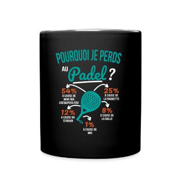Padel gift idea - Why am I losing at Padel? - Full Colour Mug - black - Front