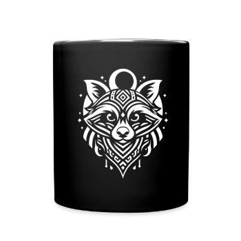 Raccoon Tribal Moon Phases - Full Colour Mug - black - Front