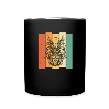 Bunny Rabbit Tribal Moon Phases - Full Colour Mug - black - Front