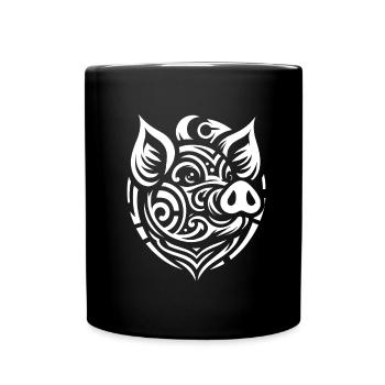 Pig Pig Farmer Tribal Moon Phases - Full Colour Mug - black - Front