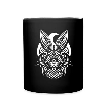 Bunny Rabbit Tribal Moon Phases - Full Colour Mug - black - Front