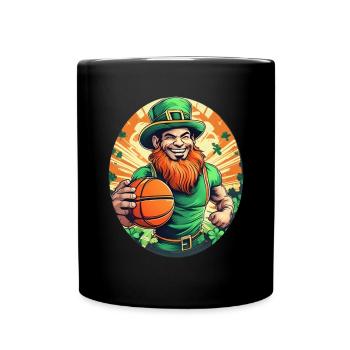 St. Patrick's Day Kleeblatt Basketball - Tasse einfarbig - Schwarz - Vorne