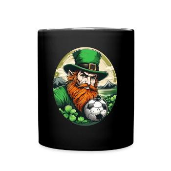 St. Patrick's Day Kleeblatt Fußball - Tasse einfarbig - Schwarz - Vorne