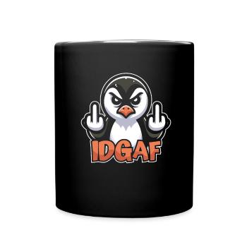 Pinguin Es Ist Mir Scheißegal Idgaf - Tasse einfarbig - Schwarz - Vorne