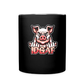 Schwein Schweinebauer Es Ist Mir Scheißegal - Tasse einfarbig - Schwarz - Vorne