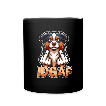 Australian Shepherd Es Ist Mir Scheißegal Idgaf - Tasse einfarbig - Schwarz - Vorne
