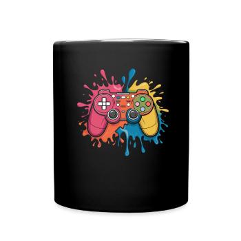 Gamer Gaming Aquarell Gaming Controller - Tasse einfarbig - Schwarz - Vorne