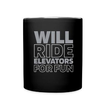 Fahrstuhl Aufzug - Tasse einfarbig - Schwarz - Vorne