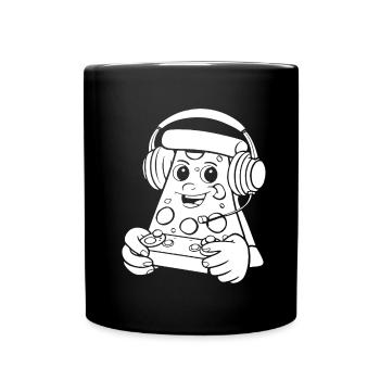 Gamer Gaming Pizza Gaming Controller - Full Colour Mug - black - Front