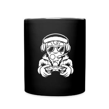 Gamer Gaming Pizza Gaming Controller - Full Colour Mug - black - Front