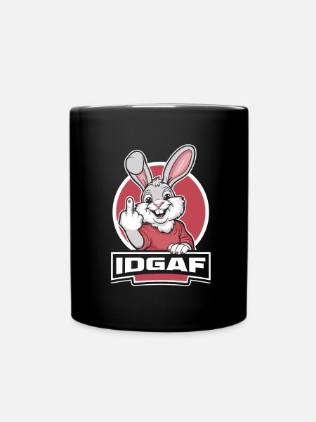 Rabbit Idgaf - Full Colour Mug - black