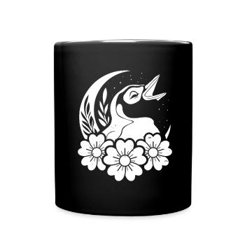 Penguin Wild Flowers Floral Moon - Full Colour Mug - black - Front