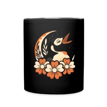 Penguin Wild Flowers Floral Moon - Full Colour Mug - black - Front