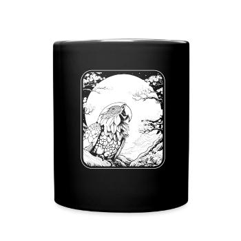 Perroquet Japon Cerisier Fleur Lune - Mug uni - noir - Devant