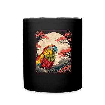 Perroquet Japon Cerisier Fleur Lune - Mug uni - noir - Devant