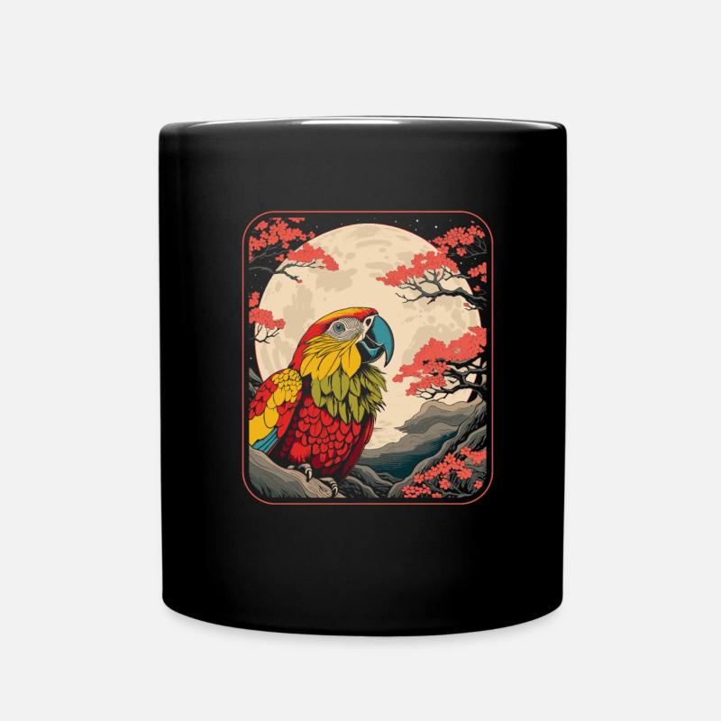 Perroquet Japon Cerisier Fleur Lune - Mug uni - noir