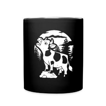 Cow Farmer Livestock Moon Howling - Full Colour Mug - black - Front