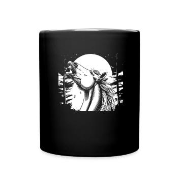 Cheval Équestre Lune Hurlement - Mug uni - noir - Devant