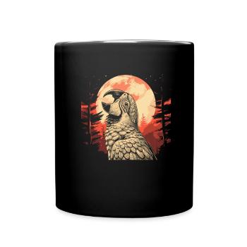Parrot Moon Howling - Full Colour Mug - black - Front