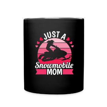 Schneemobil Motorschlitten Mutter - Tasse einfarbig - Schwarz - Vorne