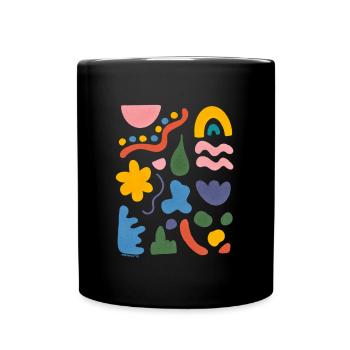 Abstrakte Kunst Bunte Formen - Tasse einfarbig - Schwarz - Vorne