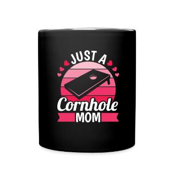 Cornhole Blind Hole Game Just A Cornhole Mom - Full Colour Mug - black - Front