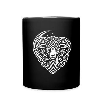 Schaf Moon Phases - Tasse einfarbig - Schwarz - Vorne