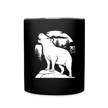 Capybara Wasserschwein Moon Howling - Tasse einfarbig - Schwarz - Vorne