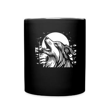 Australian Shepherd Moon Howling - Tasse einfarbig - Schwarz - Vorne