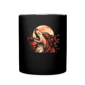 Australian Shepherd Moon Howling - Tasse einfarbig - Schwarz - Vorne