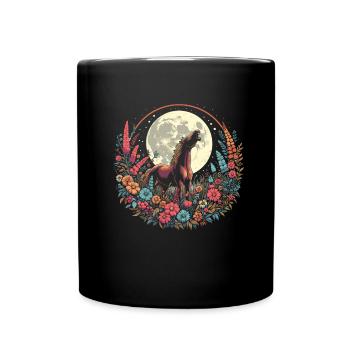 Horse Equestrian Wild Flowers Floral Moon - Full Colour Mug - black - Front