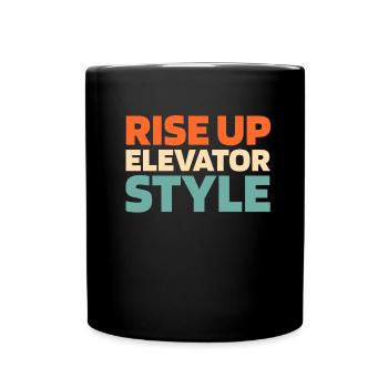 Fahrstuhl Aufzug - Tasse einfarbig - Schwarz - Vorne