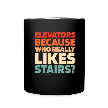 Fahrstuhl Aufzug - Tasse einfarbig - Schwarz - Vorne