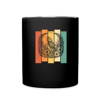 Parrot Wild Flowers Floral Moon - Full Colour Mug - black - Front