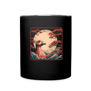 Canard Japon Cerisier Fleur Lune - Mug uni - noir - Devant