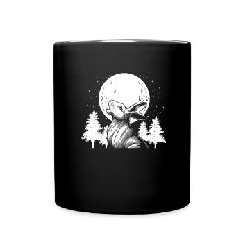 Bunny Rabbit Moon Howling - Full Colour Mug - black - Front