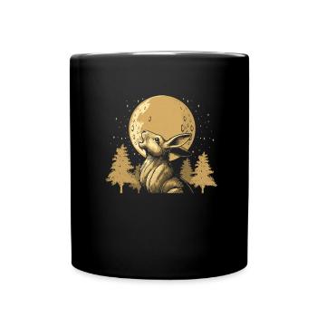 Bunny Rabbit Moon Howling - Full Colour Mug - black - Front