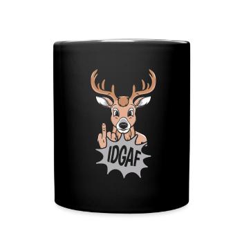 Hirsch Idgaf - Tasse einfarbig - Schwarz - Vorne
