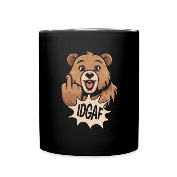 Bear Brown Bear Idgaf - Full Colour Mug - black - Front